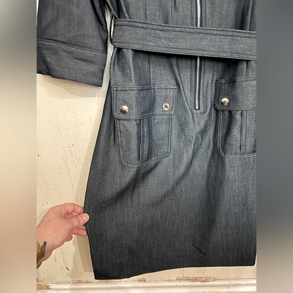 NWT Sharagano Stretch Navy Denim Style Midi Dress Size 8 - Picture 5 of 16